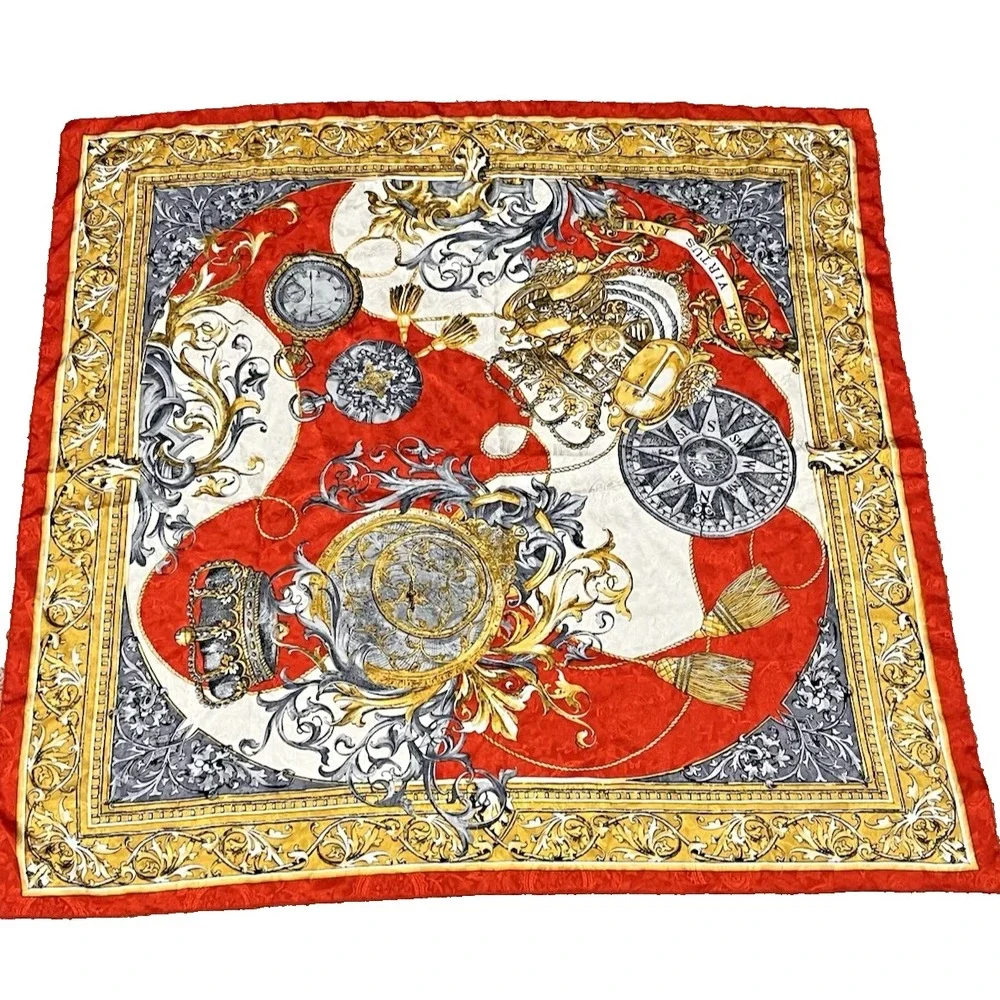 Sola Virtus Square Scarf Red White Gold Royal Nautical Classy Artsy Vintage
